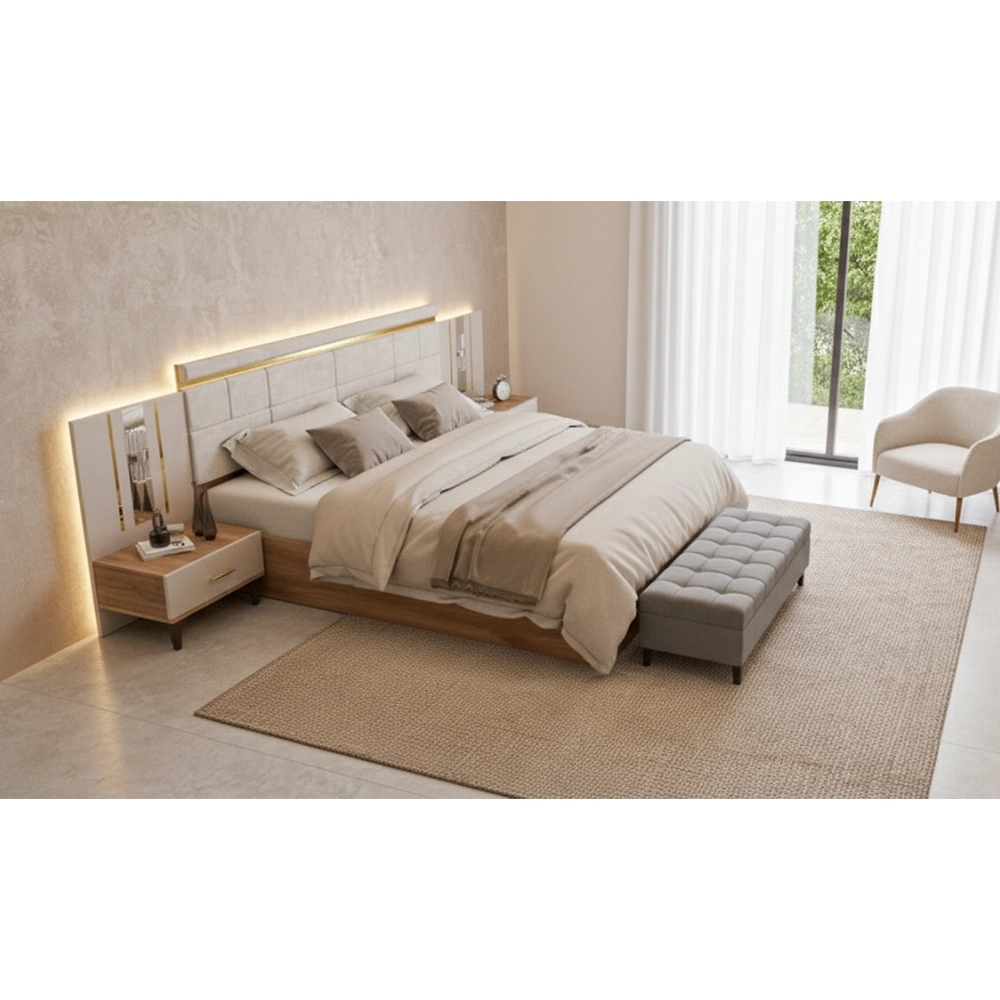 ROMA 5-Piece Bedroom Suite - Cream & Gold