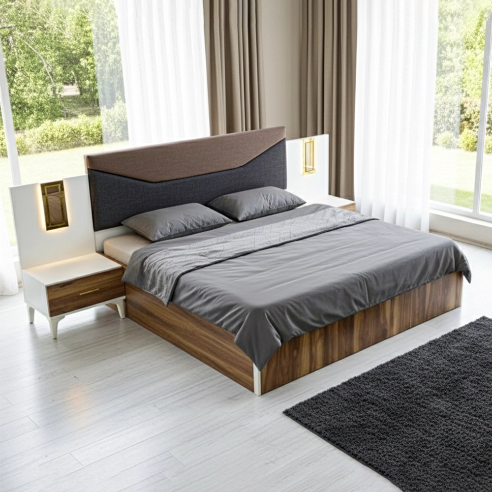 MILANO 5-Piece Modern Bedroom Set – White & Walnut