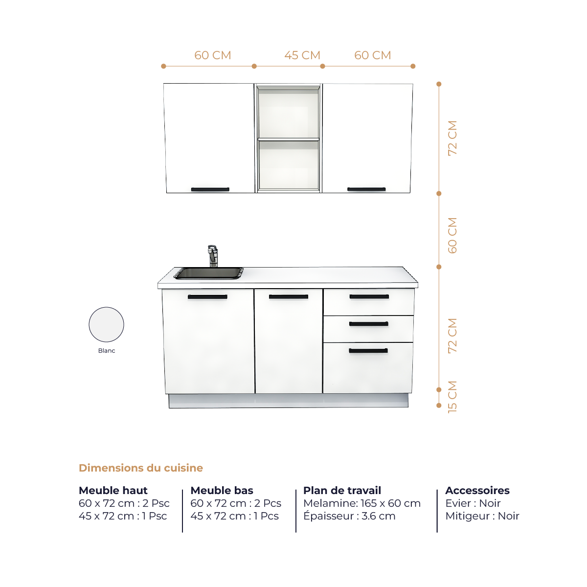 A full modern kitchen, in white – FAGUS model