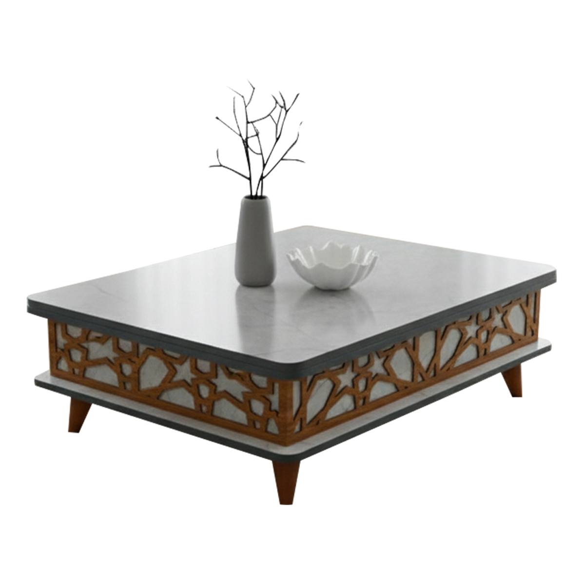 Rectangular wooden coffee table - extendable - Gray