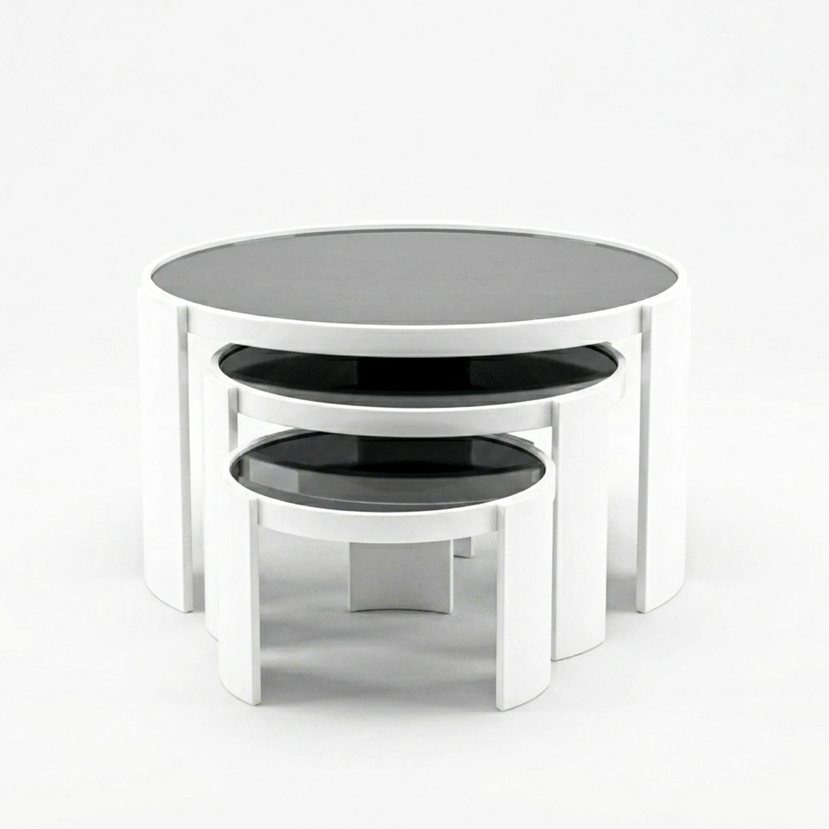 Round nesting tables 3-pieces – White
