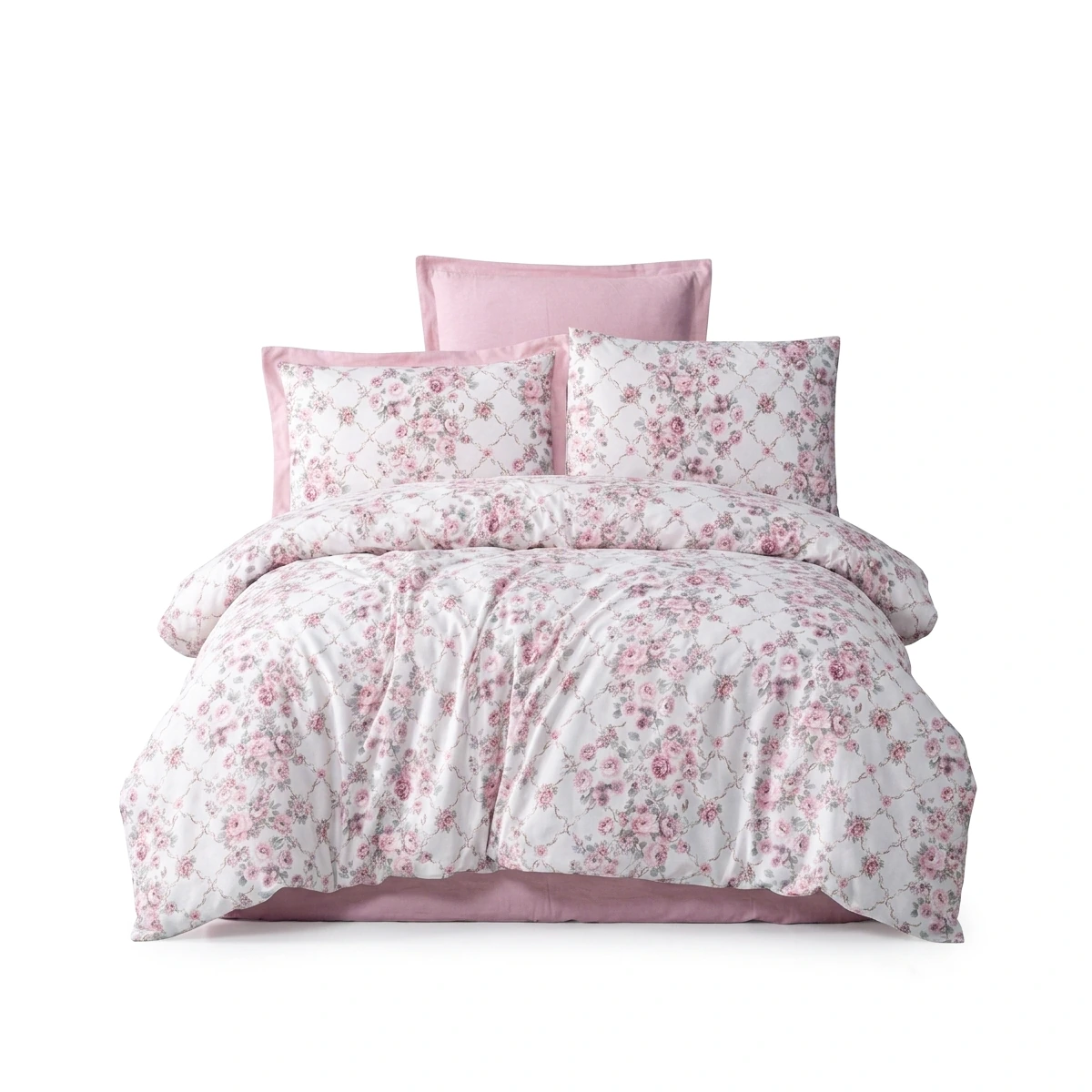 6-Piece Floral Cotton Bedding Set - Fitted Sheet and 4 Pillowcases, Multicolor Design.