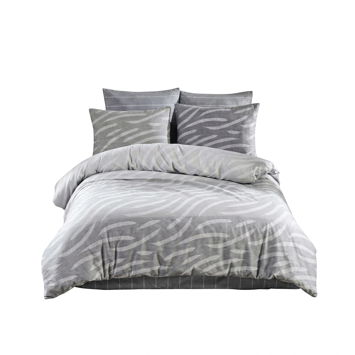 Majoli 6-Piece Cotton Bedding Set - Modern Grey Pattern.