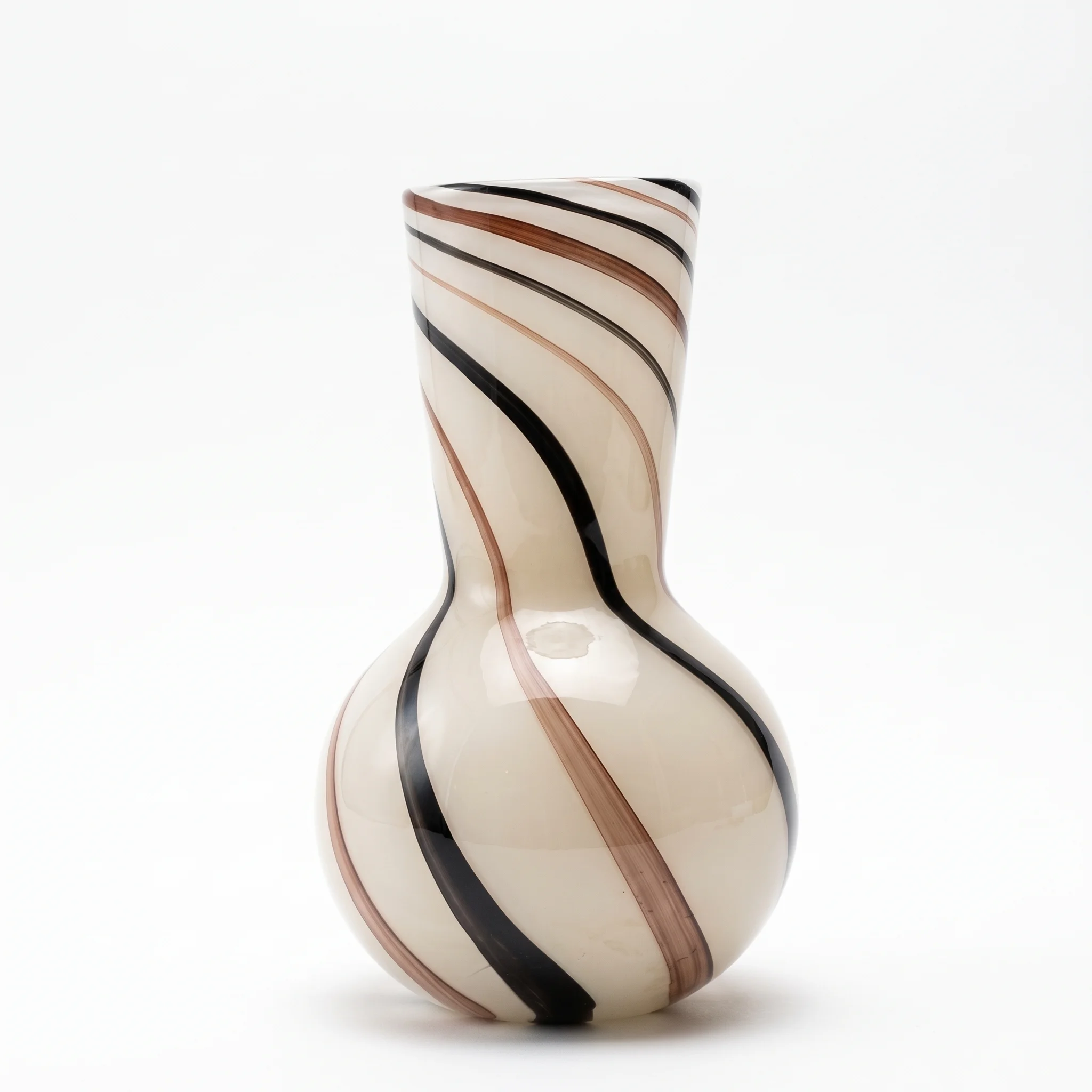 Spiral Curve – Handblown Bulbous Glass Art Vase