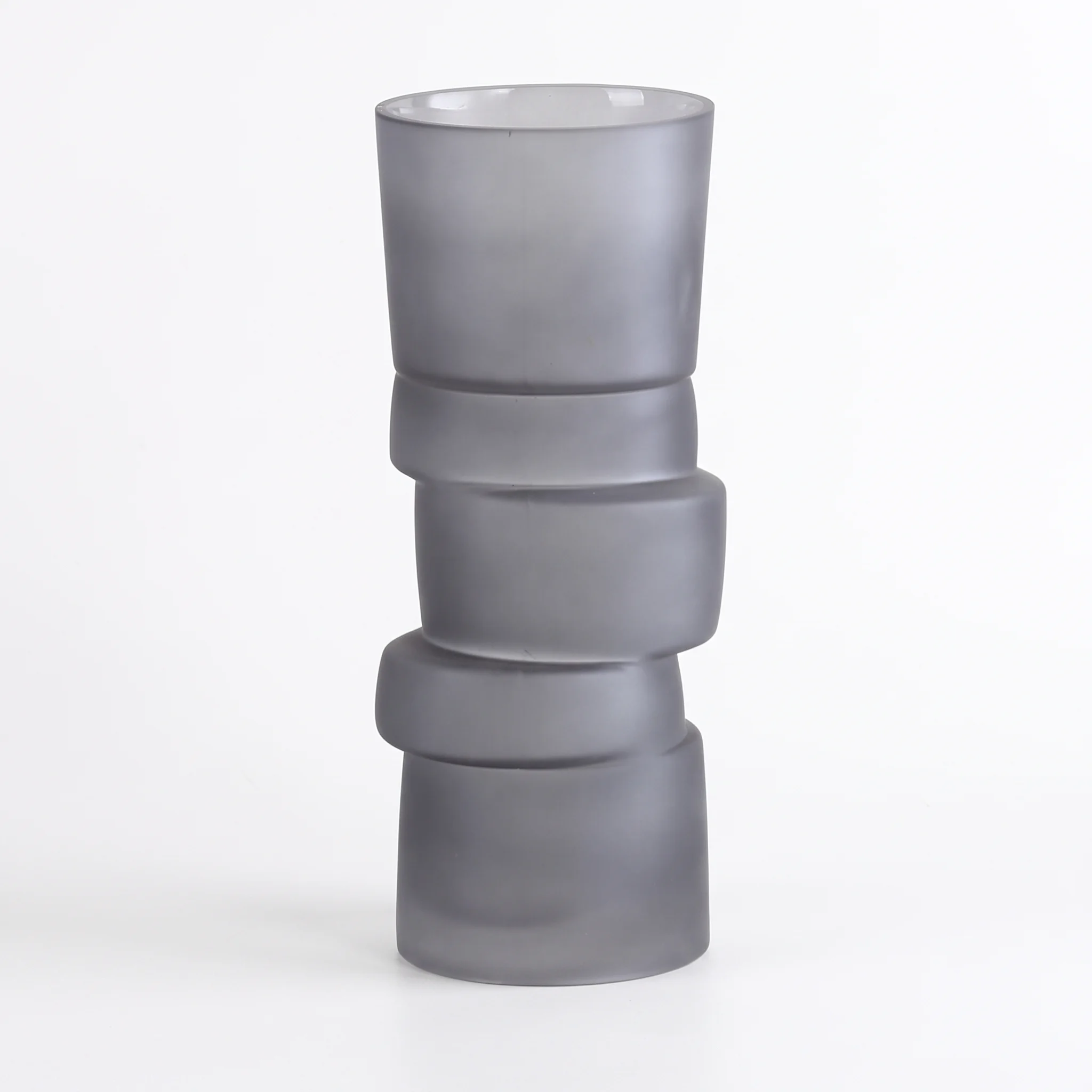 Tall Handblown Frosted Sculptural Glass Vase