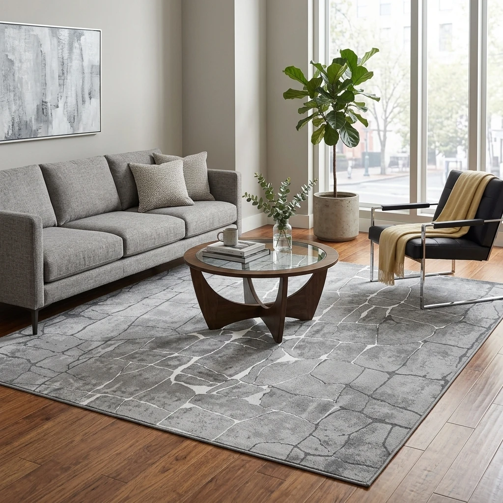 Living room rug 200 x 300 cm YH MAT-23, textured grey