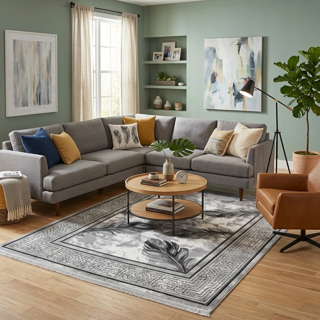 Living room rug 200 x 300 cm YH MAT-7, grey marble effect