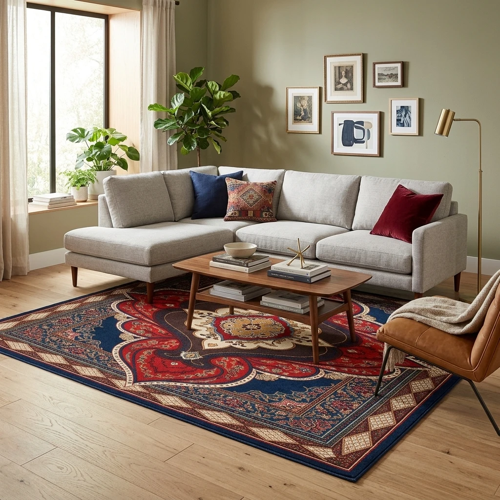 Living room rug 200 x 300 cm YH MAT-4, red oriental medallion