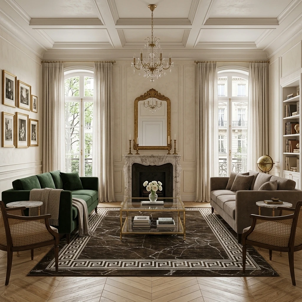 Living room rug 200 x 300 cm YH MAT-24, black marble effect