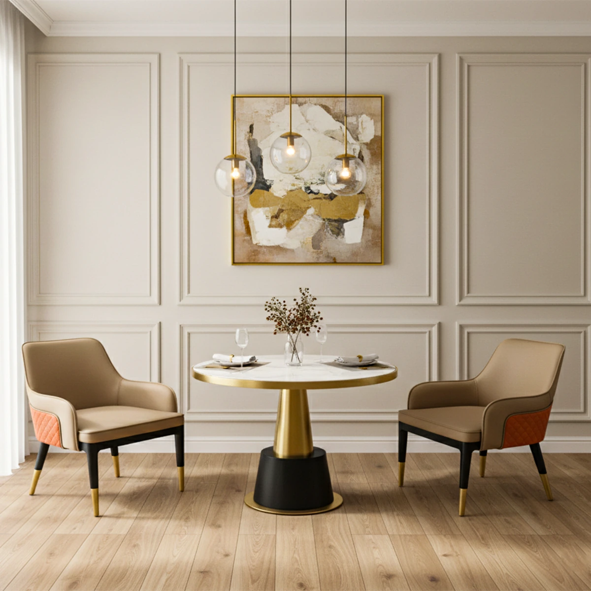 NÜO 3-piece Bistro table set – Beige and Gold