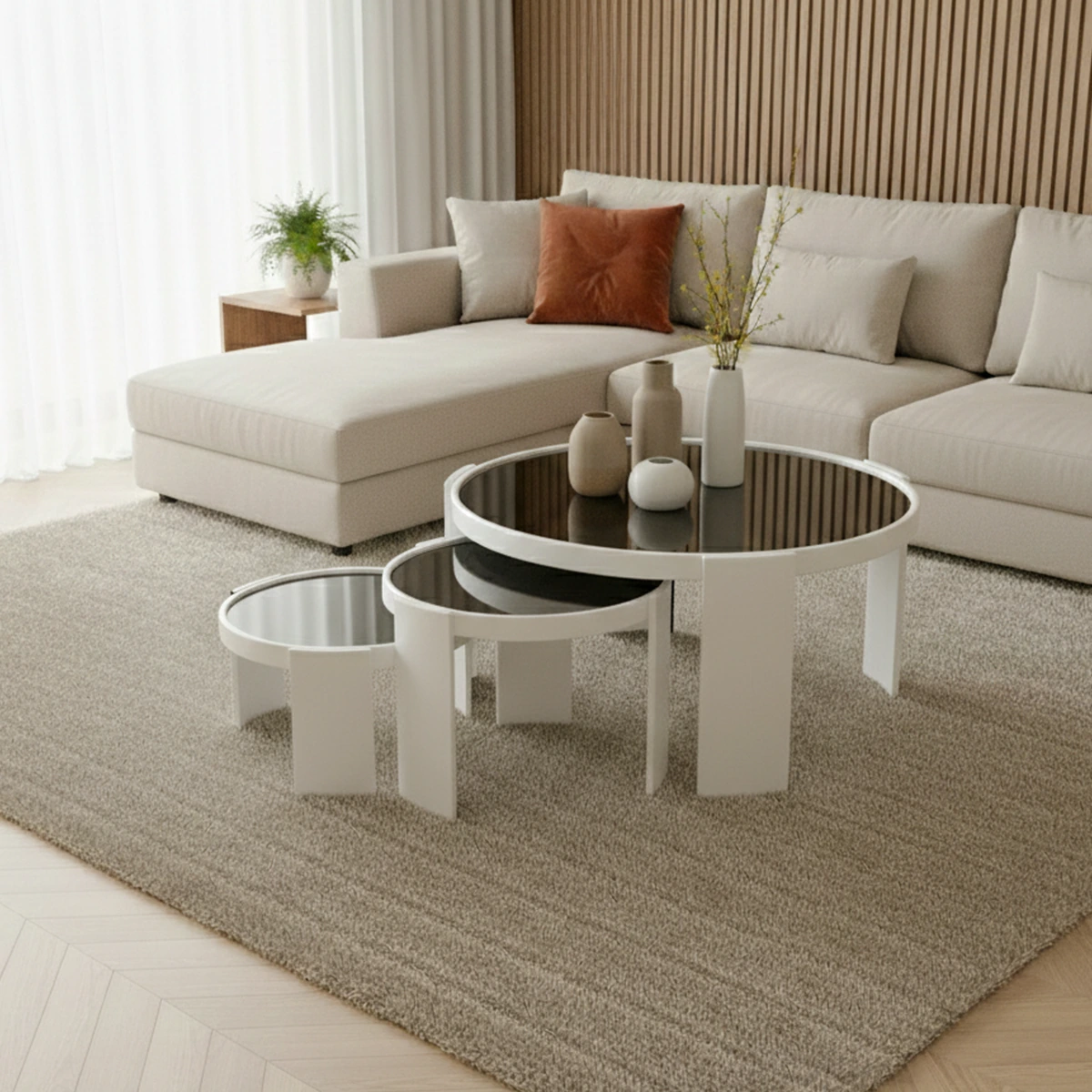 Round nesting tables 3-pieces – White