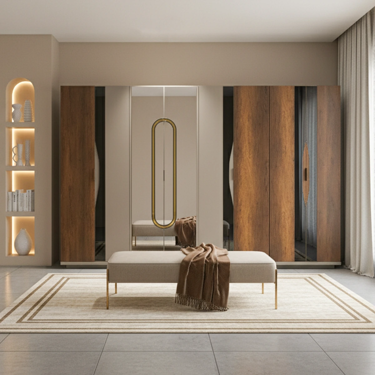 ZIRVE 10-Piece Modern Bedroom Suite - Cream and brown