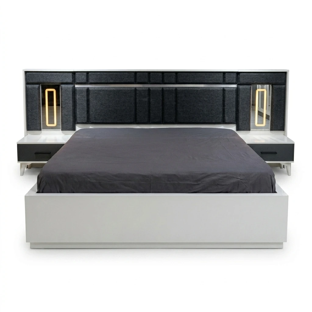 SIRI 10-Piece Modern Bedroom Set – Gloss White & Black