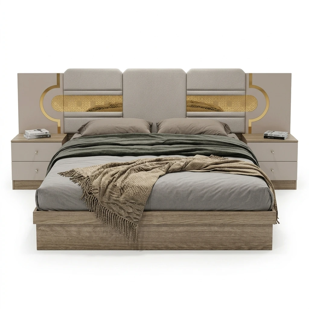 AURELIA 5-Piece Modern Bedroom Set – Cream and gold