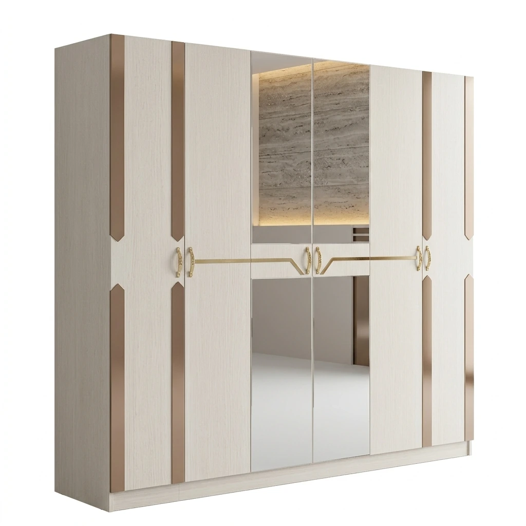 ÉCLAT 5-Piece Modern Bedroom Set – Cream & Gold