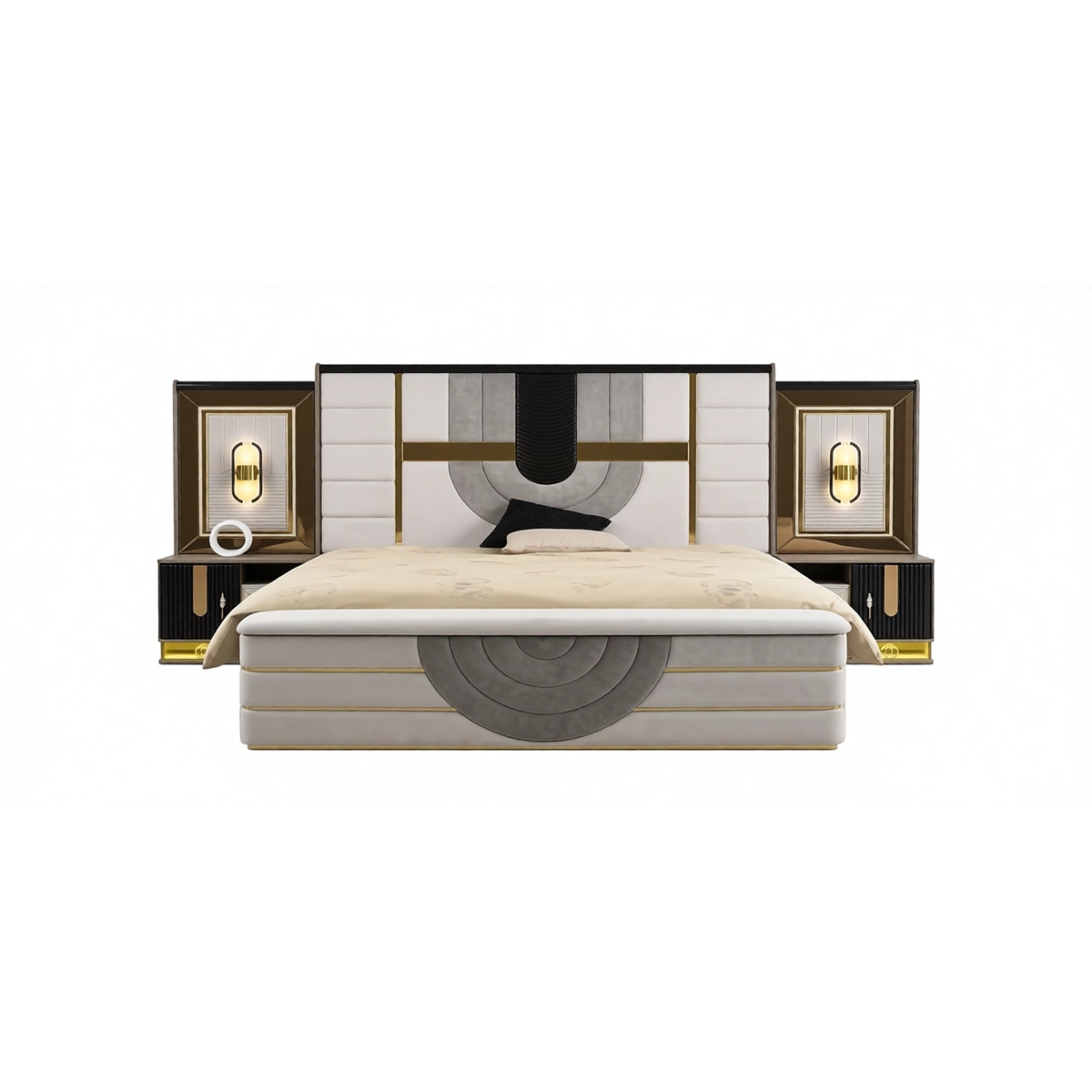 NOVARA 10-Piece Modern Bedroom Set – Cream & Black