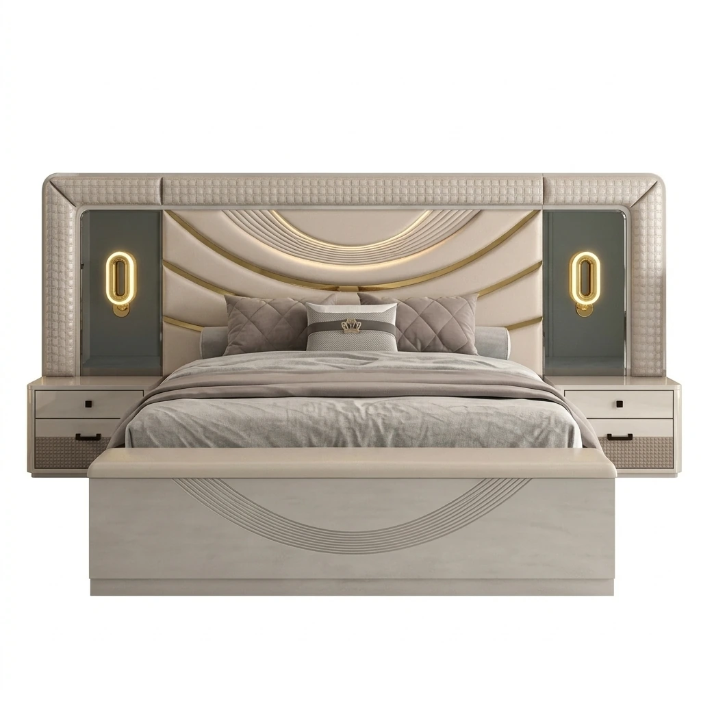 CEDARIS 8-Piece Modern Bedroom Set – Cream and Gray