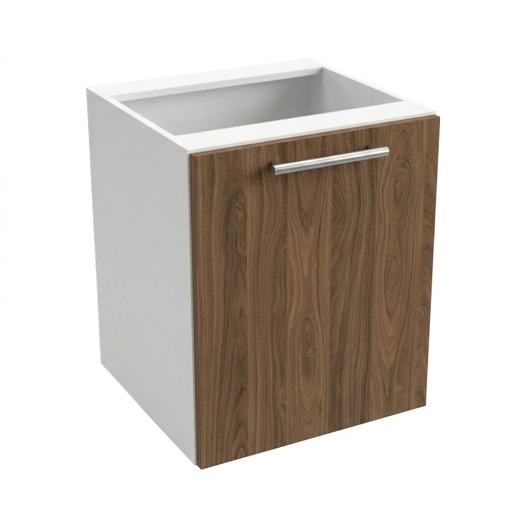 Lower kitchen cabinet, width 60 cm, equipped with a shelf in two colors: white or walnut wood.
