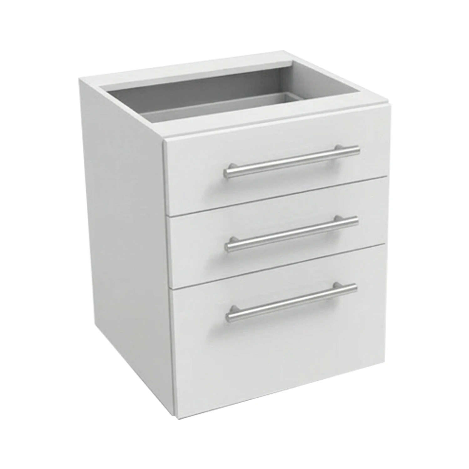Lower kitchen cabinet, width 60 cm, equipped with three drawers in two colors: white or walnut wood.