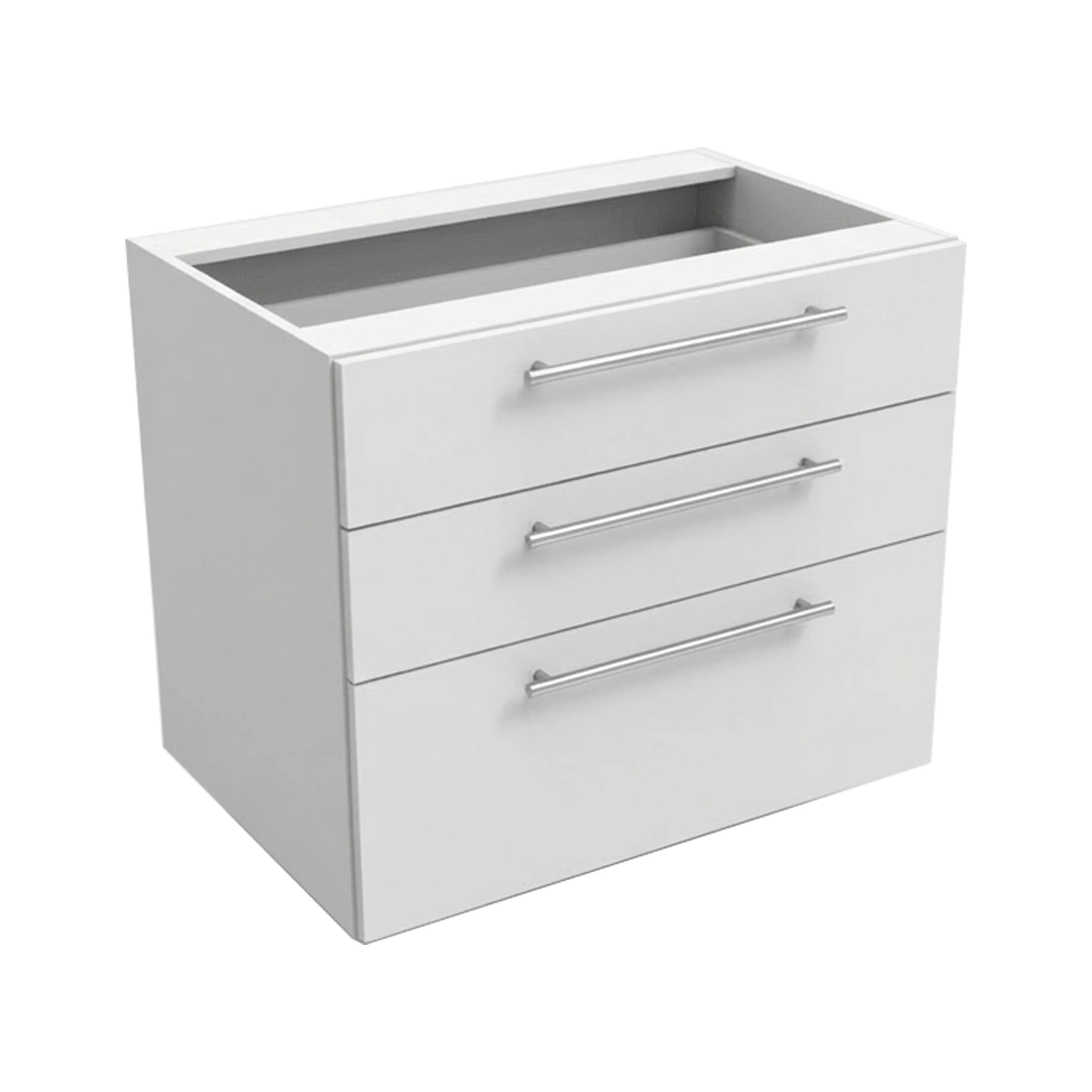 Lower kitchen cabinet, width 90 cm, equipped with three drawers in two colors: white or walnut wood.