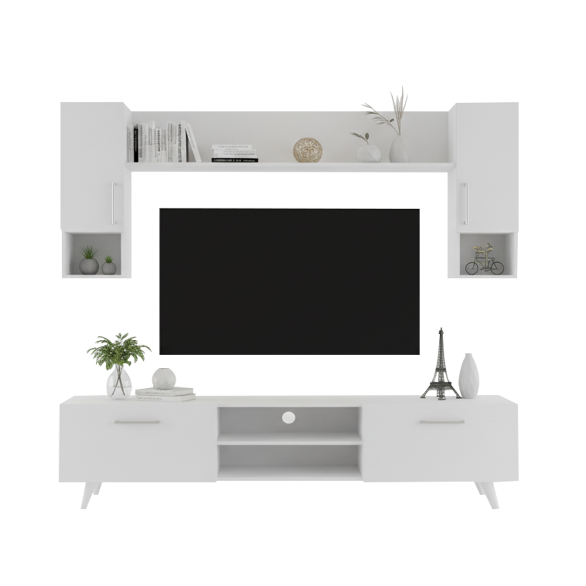 VANTA TV Unit in White wood color, dimensions – 180 x 45 x 35