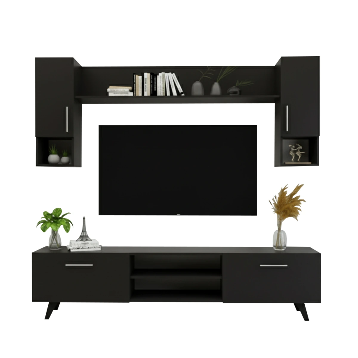 VANTA TV Unit in Black wood color, dimensions – 180 x 45 x 35