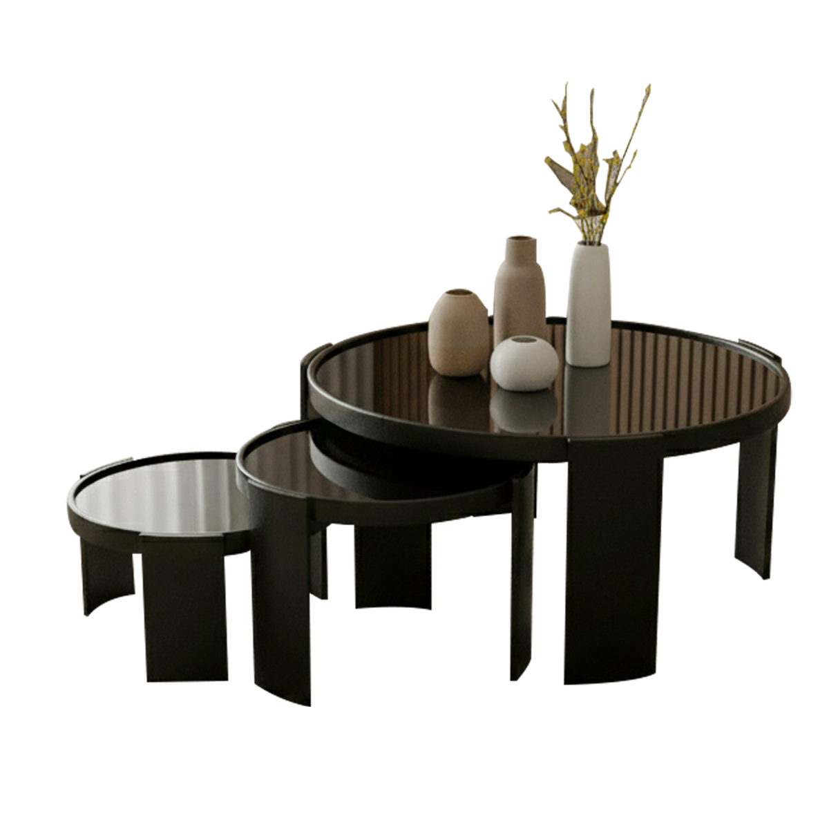 Round nesting tables 3-pieces – Black
