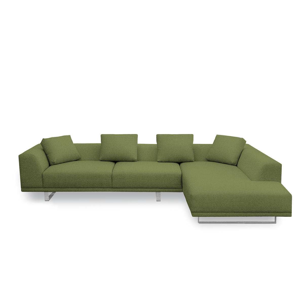 LIBERTY L-shaped sofa in wood and velvet - Green color