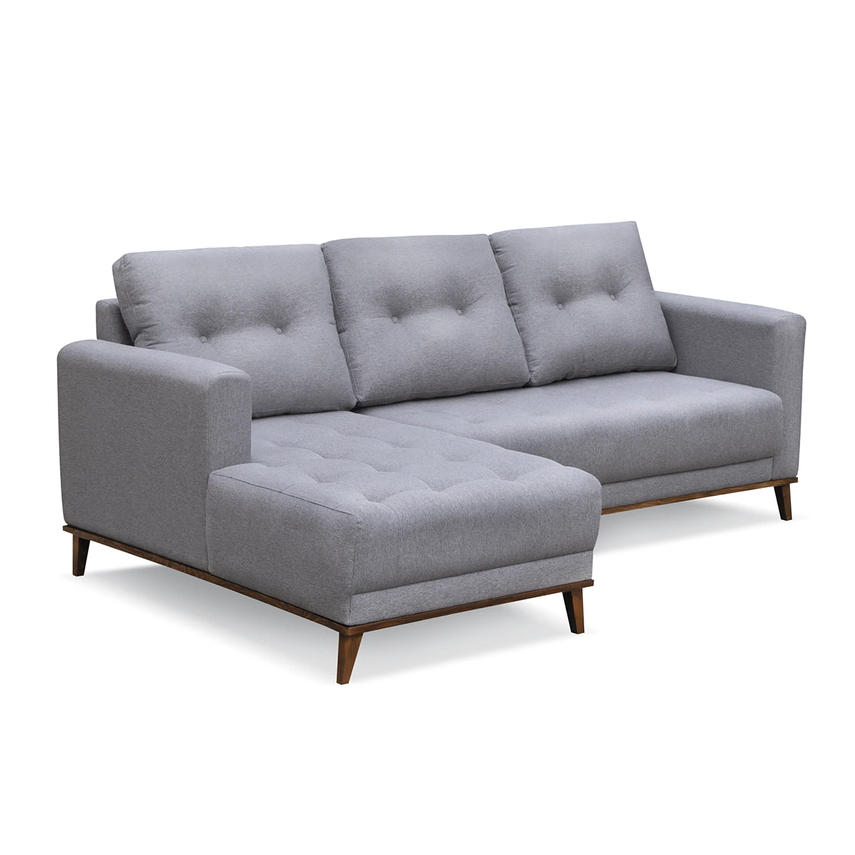 ALLURE L-shaped sofa in wood and velvet - Gray color