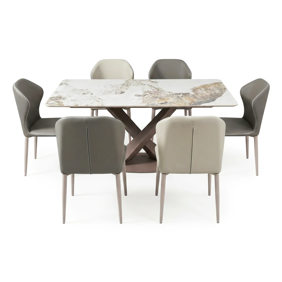 NOCER 7-piece Dining Room Set – Gray and Beige