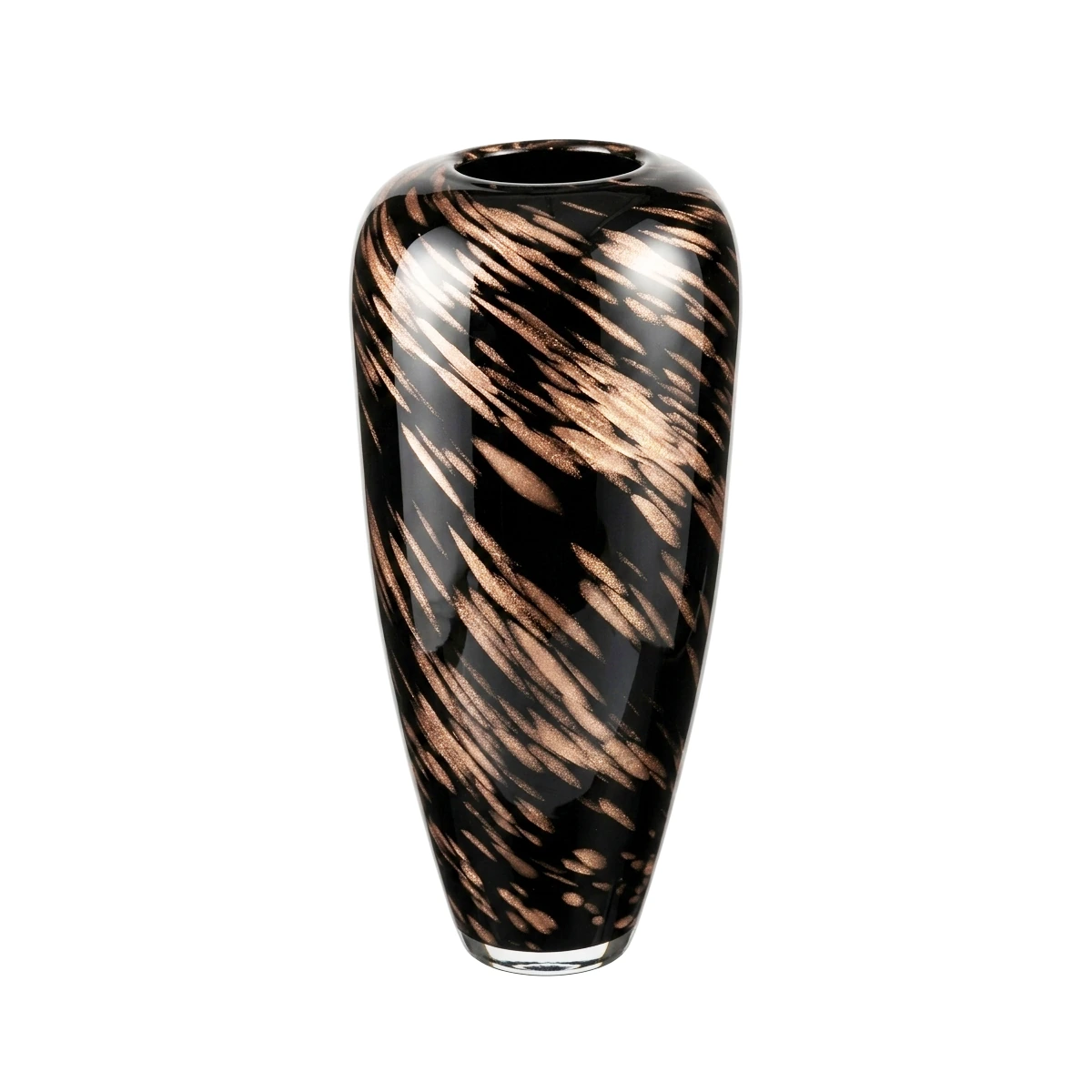 Tall Black and Bronze Swirl Glass Vase with Pampas Grass and Rose Arrangement - Large Boho Centerpiece Decor.