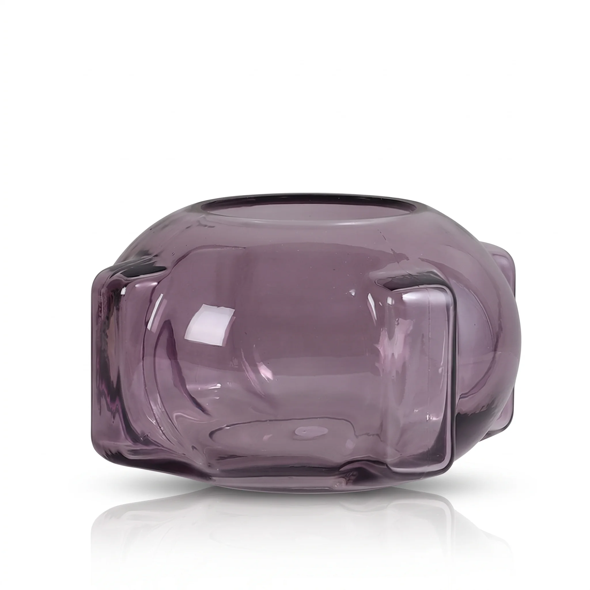 Handblown Round Glass Vase with Handles