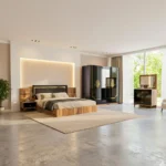 Chambre à coucher de Luxe HERMES 5 Pièces - Noir et Or