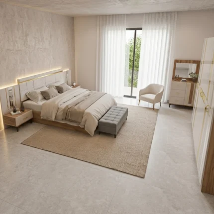 Chambre à coucher ROMA 5 Pièces – Crème et Or