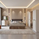 Chambre à coucher Moderne MILANO 5 Pièces – Blanc et Noyer
