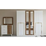 Chambre à coucher Moderne MILANO 5 Pièces – Blanc et Noyer – Image 3