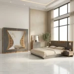 Chambre à coucher Moderne HASSIR 5 Pièces avec portes coulissantes – Gris et Marron