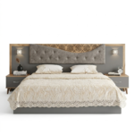 Chambre à coucher Moderne HASSIR 5 Pièces avec portes coulissantes – Gris et Marron – Image 2