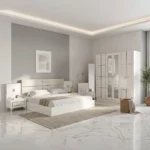 Chambre à coucher Moderne YAMAN 5 Pièces – Blanc et Argent