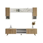 Unité TV « NEXA » en couleur beige et blanc bois, dimensions : 170 x 45 x 30 – Image 2