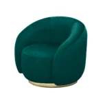 Fauteuil « FARO » en bois et velours - Vert – Image 2