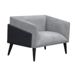 Fauteuil « KAPRI » en bois et velours - Gris – Image 2