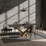 Ensemble de Table à manger "VANTO" 5 pièces – Noir et Or – Image 2