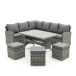 Ensemble de canapés d'extérieur en rotin et jacquard - 6 pièces - marron et gris – Image 2