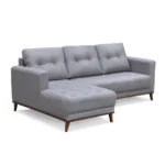 Canapé d'angle « ALLURE » en bois et velours - Gris – Image 2