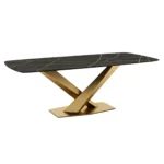 Ensemble de Table à manger "VANTO" 5 pièces – Noir et Or – Image 3