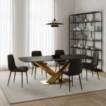 Ensemble de Table à manger "VANTO" 5 pièces – Noir et Or