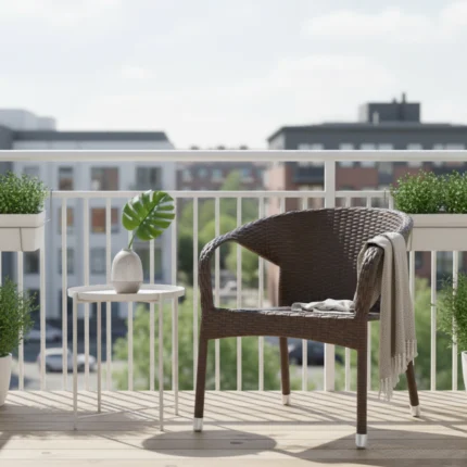 chaise d'extérieur en rotin - pour jardin ou balcon - marron