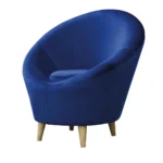 Fauteuil « COCCINELLE » en bois et velours - Bleue – Image 2
