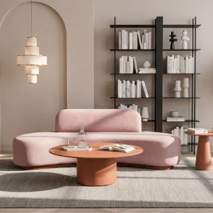 Canapé « OLYMPIA » en bois et velours - Couleur rose